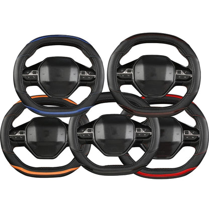 Peugeot 3008/4008/5008 Carbon Fiber & PU Leather Steering Wheel Cover — Car Interior Accessory