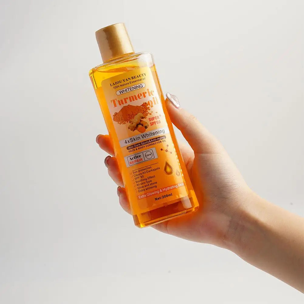 200ml Turmeric & Ginger Essential Oil — Deep Hydration Face & Body Moisturizer, Nourishing & Smoothing Skin Serum