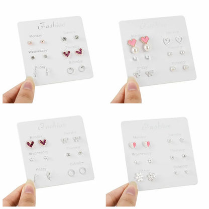 New S925 Silver Needle Stud Earrings Set – Simple & Cute Mini Earrings for Women & Girls, Exquisite Jewelry Gift