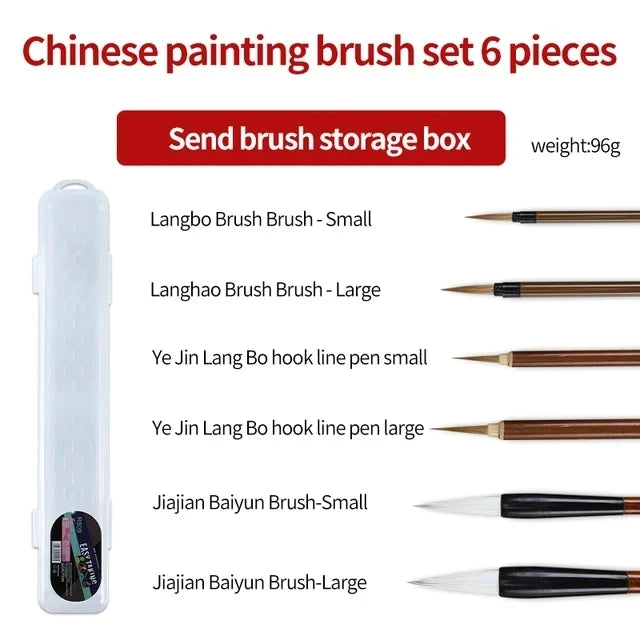 Calligraphy Brush Set 6/9/12/16PCS with Storage Box – Sumi Painting, Writing, Kanji & Watercolor Art Brushes
