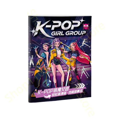 2025 KPop Demon Hunter Coloring Book – Line Drawing Picture Book, Painting Activity for Kids, Birthday Gift