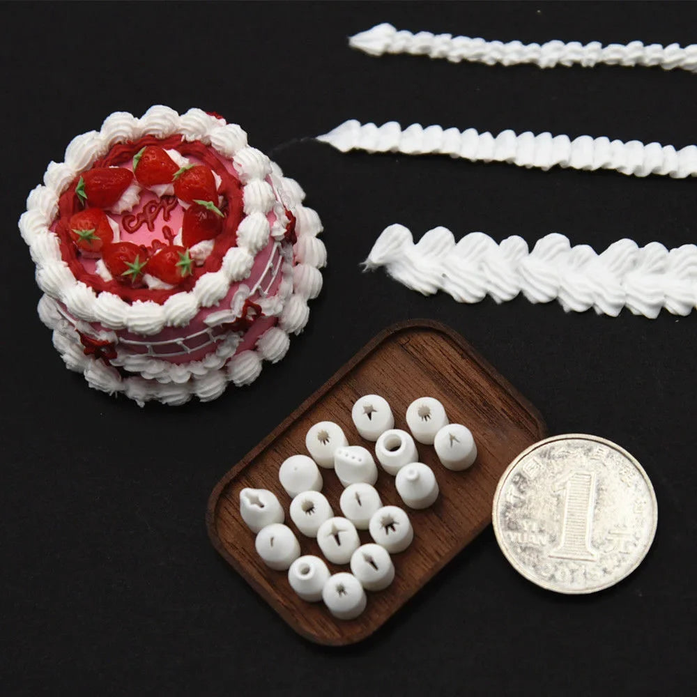 19pcs Mini Nozzle Set - Pottery Clay & Dessert Food Toy Piping Tips, Milk Cream & DIY Miniature Cake Tools