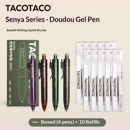 TACOTACO Forest Series Gel Pens - 4-Piece 0.5mm Quick-Dry Black Ink Retractable Pens