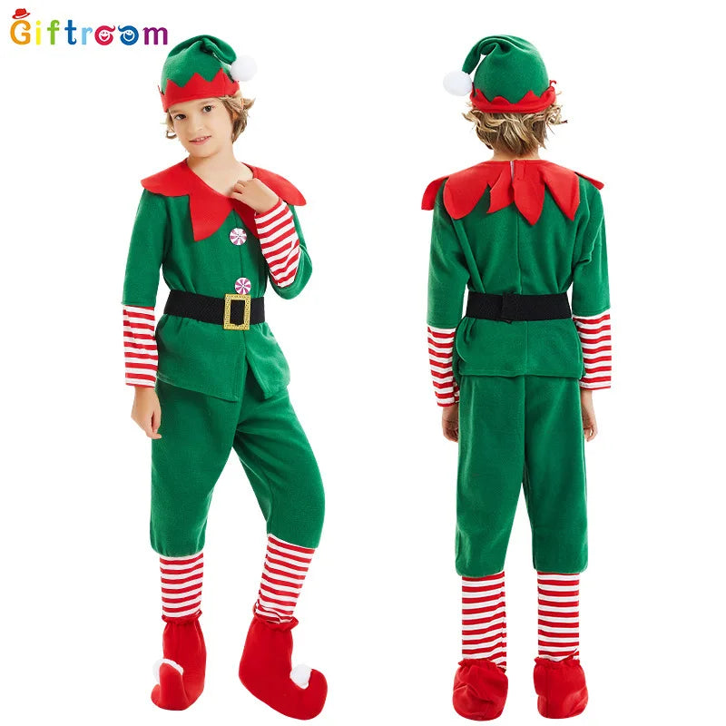 2025 Christmas Elf & Santa Costume Sets for Children and Adults – Green Elf Outfits, Holiday & Halloween Cosplay