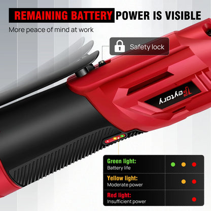 DayPlus 200NM 3/8" Cordless Electric Ratchet Wrench | 90° Angle 12V Power Tool with 2 Batteries, Charger & 7 Sockets