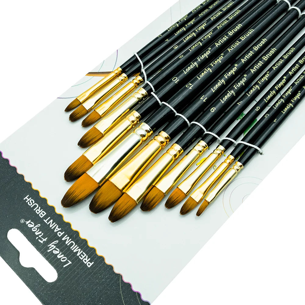 12-Piece Premium Artist Paint Brush Set – Durable Nylon Bristles for Acrylic, Watercolor, Oil & Body Painting