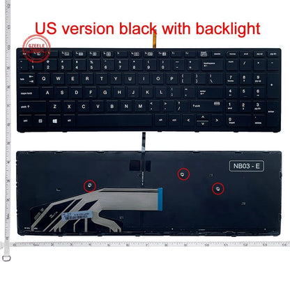 HP ZBook 15 G3/G4 & 17 G3/G4 Backlit Replacement Keyboard – AR/RU/US Layout with Frame (9Z.NCGBC.001 NSK-C87C-01) for Laptop Repair and Upgrade