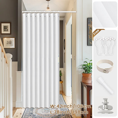 Blackout Folding Door Curtain – 1 Panel Privacy Screen for Living Room, Bedroom, Kitchen, Closet, Room Divider