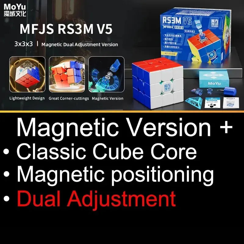 MoYu RS3M V5 3x3 Magnetic Speed Cube - Professional Magic Cube Puzzle for Speedcubing and Fidget Fun