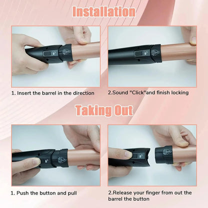 5 in 1 Hair Curler Wand Set with Curling Brush – 0.35” to 1.25” Curling Iron, Heat Resistant Glove & Hair Clips