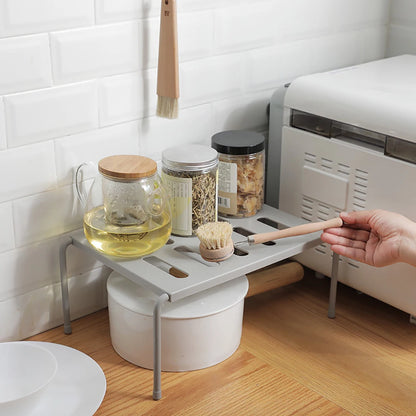 Retractable Stackable Sliding Rack Organizer Shelf - Kitchen Iron Storage Rack for Cabinets, Tableware, Countertops, Ideal for Home Organization