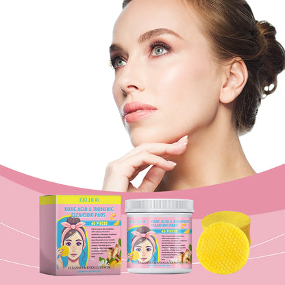 EELHOE Turmeric and Kojic Acid Facial Cleansing Pads - Exfoliating Daily Skin Care for Pores, Dirt Removal, and Moisturizing