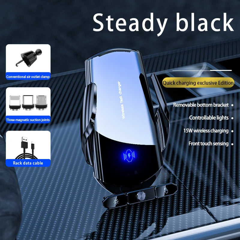 Car Magnetic Cell Phone Holder & Wireless Charger - 360° Rotatable Mount for iPhone 14, Xiaomi, GPS Support