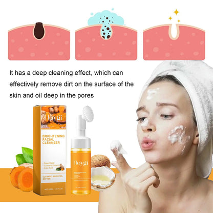Turmeric Face Cleanser – Anti-Acne, Oil Control & Blackhead Remover, Brightening & Rejuvenating Face Wash Foam