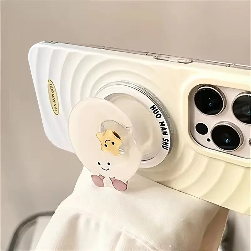 Cute Moon & Stars Rotating MagSafe Phone Grip Stand - Magnetic iPhone Holder with Wireless Charging Support