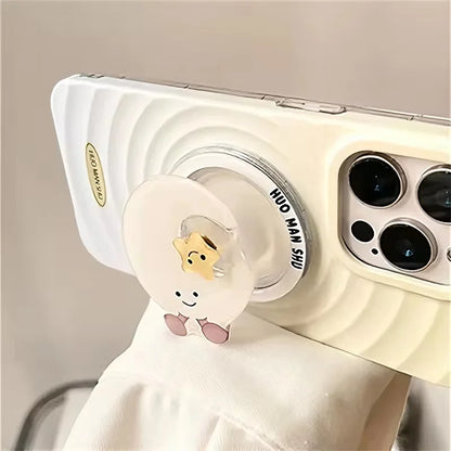 Cute Moon & Stars Rotating MagSafe Phone Grip Stand - Magnetic iPhone Holder with Wireless Charging Support