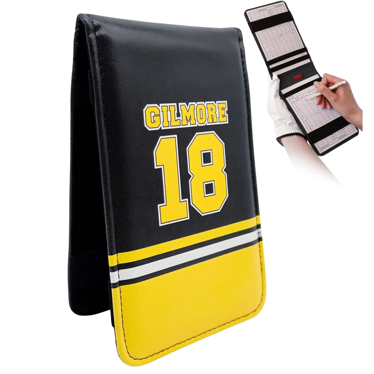 Happy Gilmore 18 Golf Scorecard Holder - 4.5 × 7 Inch PU Leather Yardage Book Cover for Golf Accessories