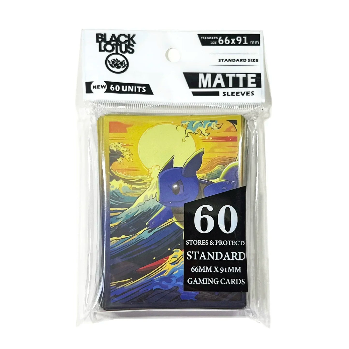 60PCS Standard Card Sleeves 66x91mm — Tortoise Great Wave Design Protectors for TCG, MTG, Pokémon