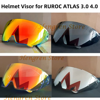 Helmet Visor Lens for RUROC ATLAS 3.0/4.0 – Plating Silver & Red Motorcycle Helmet Shield Replacement Goggles