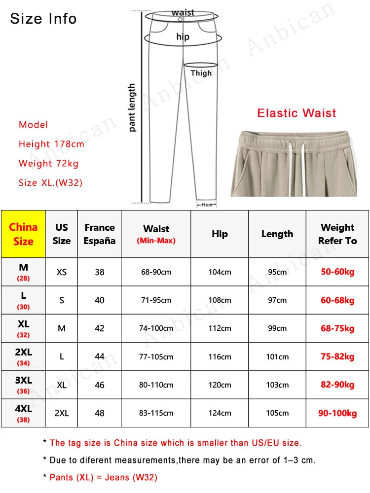 Winter Men’s Korean Fashion Fleece Sweatpants – Thick Warm Wide Leg Loose Thermal Track Pants