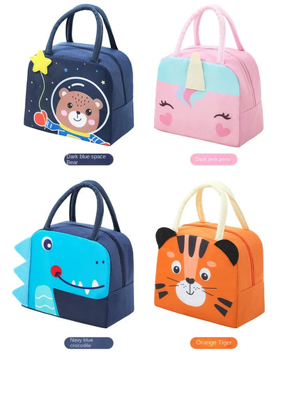 Cartoon Children’s Lunch Bag – Thermal Insulated, Waterproof Oxford Cloth Tote with Aluminum Film, Portable and High-Quality