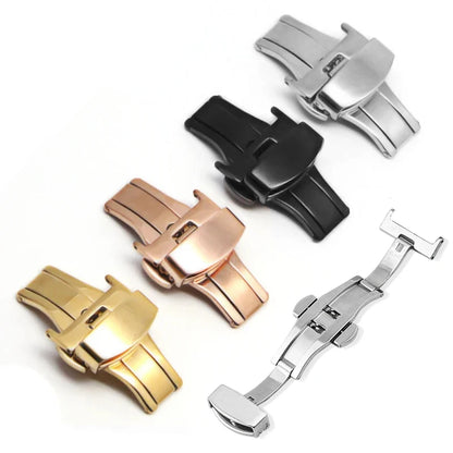 Stainless Steel Butterfly Buckle – Polished & Matte Watch Band Clasp for 16mm, 18mm, 20mm, 22mm Straps