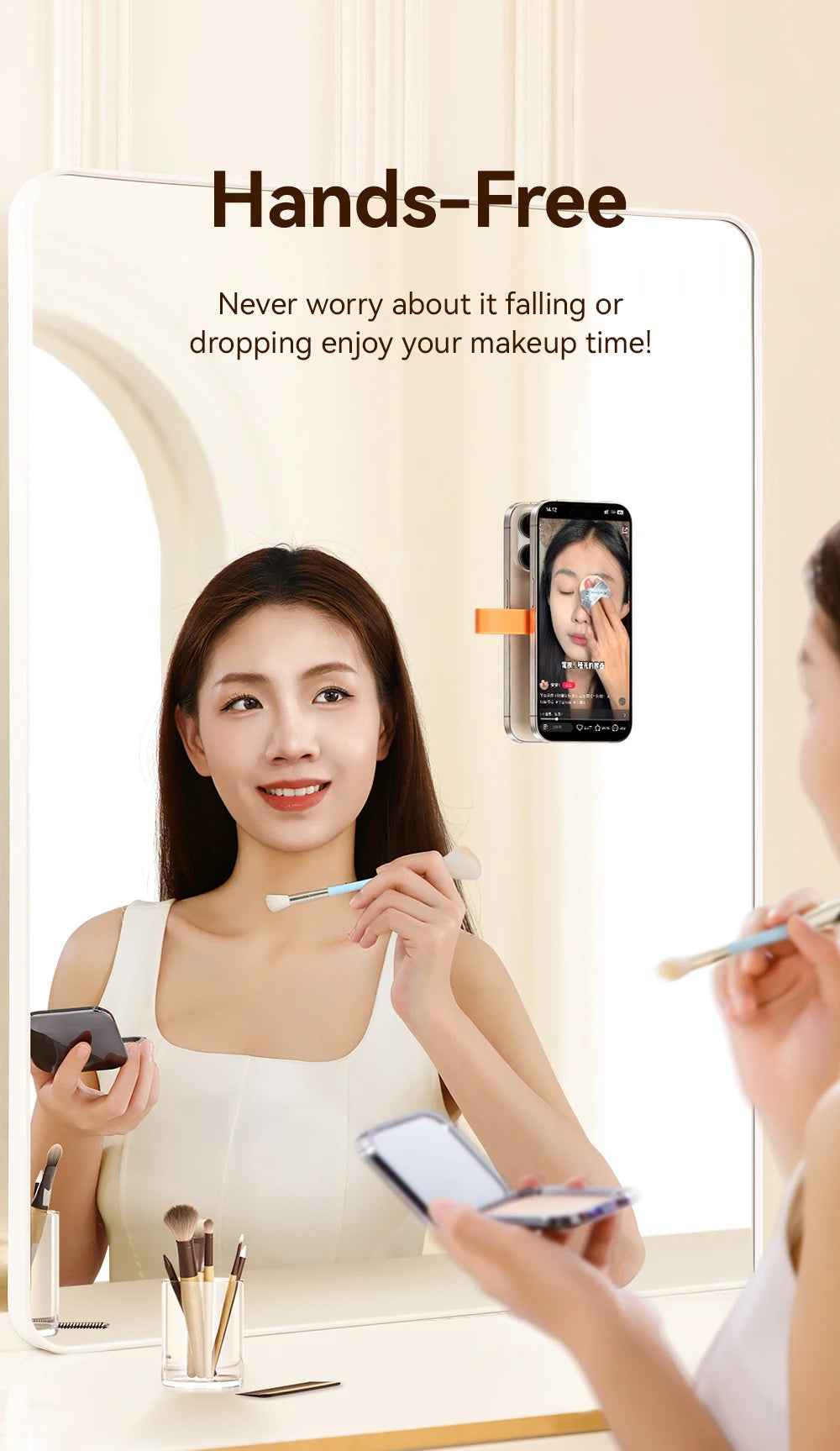Joyroom Magnetic Suction Cup Phone Mount – Hands-Free Mirror Shower Stand, Silicone Case Holder for iPhone 16 ProMax