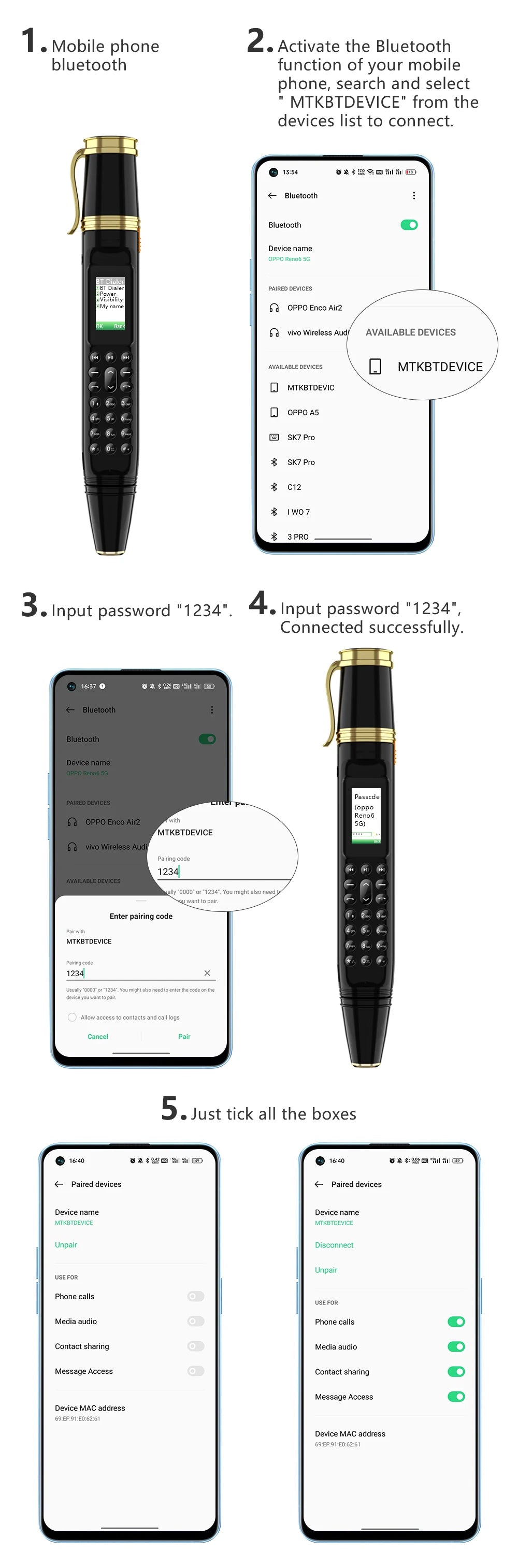 SERVO BM111 3-in-1 Magic Voice Pen Phone – Portable Dual SIM Mobile, Bluetooth Dial Recorder, and Original Telephone Device