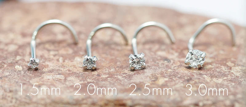 5PCS Stainless Steel Nose Ring Studs — Crystal Nostril Piercing Jewelry for Women & Girls, 1.5/2.0/2.5/3.0mm, 20G
