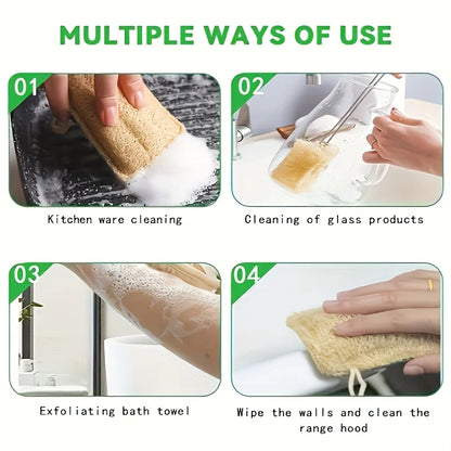 Natural Loofah Exfoliating Sponges - 6-Piece Bamboo Fiber Body Scrubbers for Shower & Bath