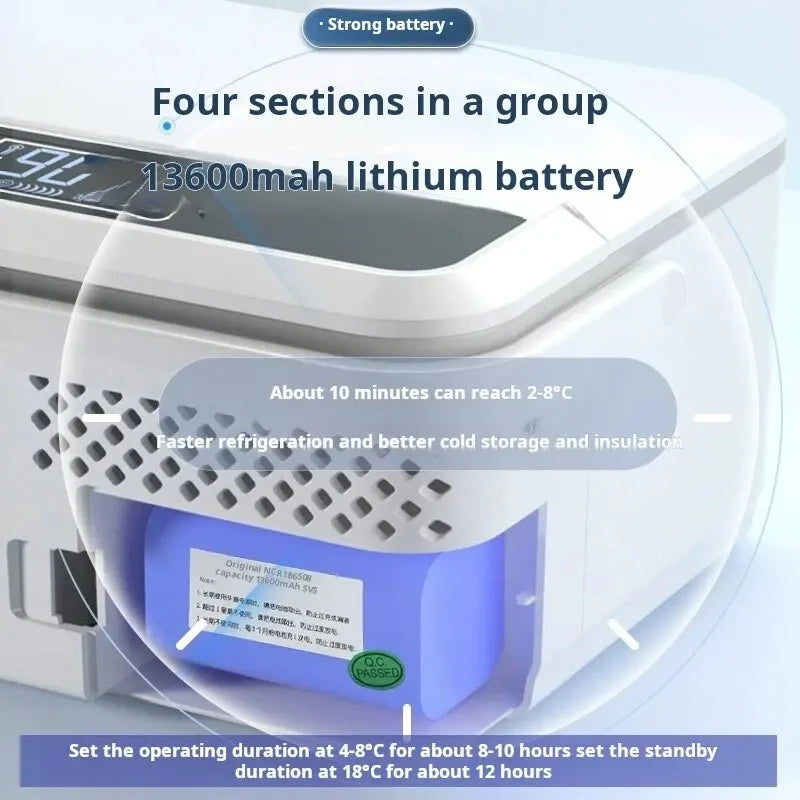 Insulin Drug Refrigerator — LED Large Screen, Double-Layer, Portable Car Cooler with Constant Temperature