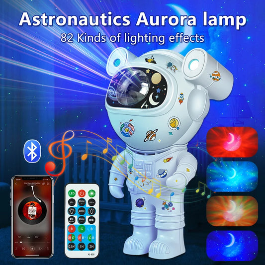 Kids DIY Astronaut Star Projector Night Light with Remote Control - 360° Adjustable Nebula Galaxy Lighting for Children