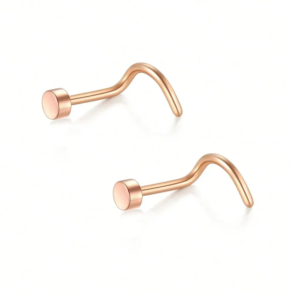 20G Stainless Steel L-Shaped Nose Stud Ring – 2mm Ball Twister Screw Nose Piercing Jewelry for Women & Men Stylish Body Accessory