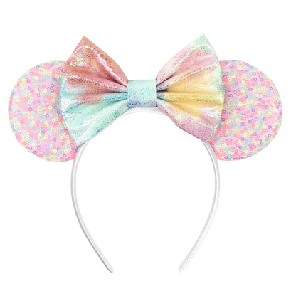 Disney Cartoon Mouse Ears Headband - Sequin Bow Hair Accessory for Girls, Birthday Parties & Cosplay