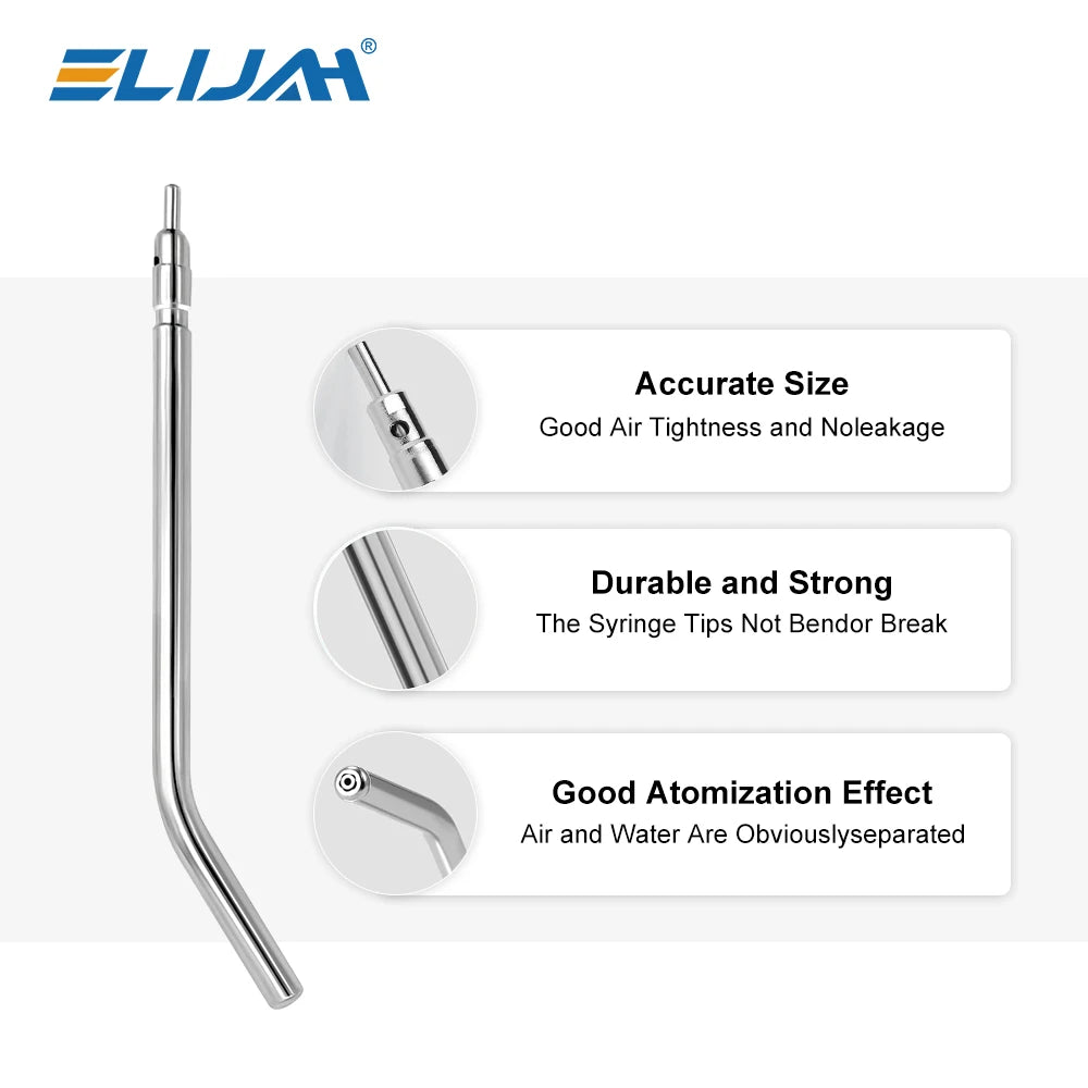 10pcs Stainless Steel Dental Air Triple Syringe – 3-Way Air Water Spray Nozzles for Teeth Whitening