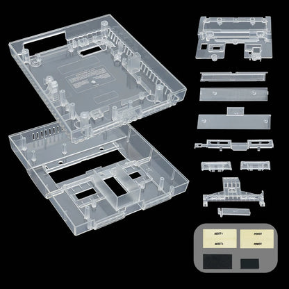 Bitfunx SNES Replacement Shell – Transparent Black Case for Nintendo SNES SFC US Version Retro Gaming Console