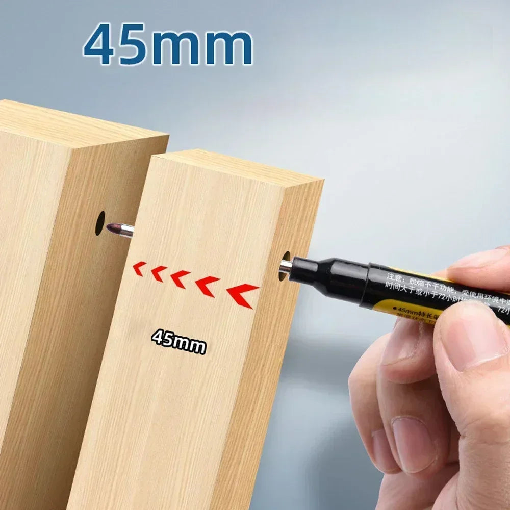 45mm Deep-Hole Carpenter Marker Pen - Long-Nib Woodworking Marking Pen for Measuring & Construction