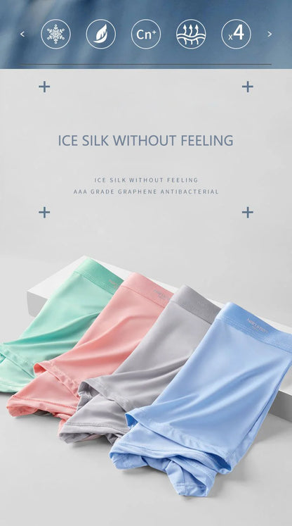 4PCS Men's Ice Silk Boxer Shorts – Breathable, Sexy, Thin Underwear in Sizes L-6XL