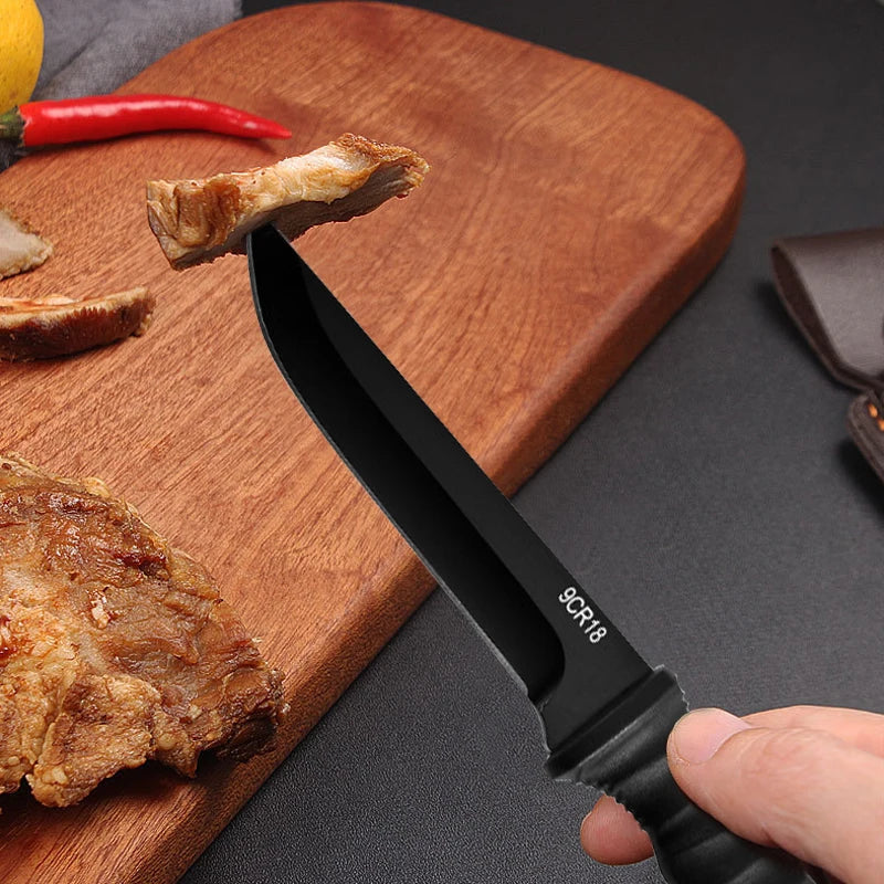 5Cr15Mov Stainless Steel Meat Cleaver & Boning Knife – Sharp Fishing Knife with Holster, Multifunctional Vegetable Peeler