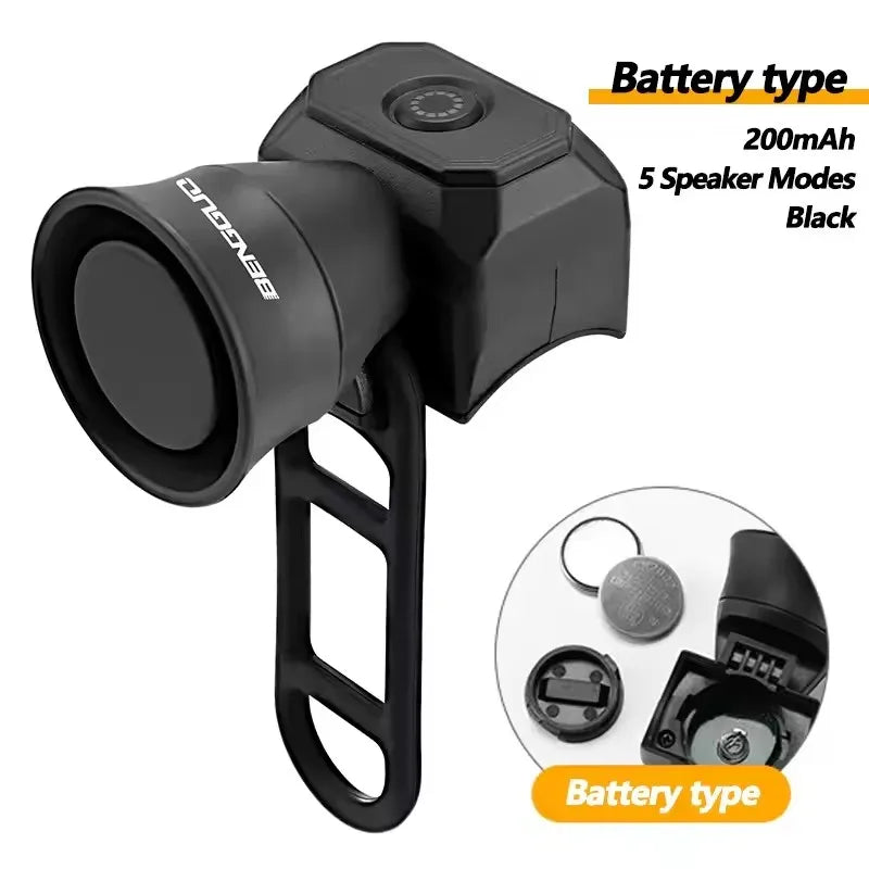 Bicycle Horn & Bell - Waterproof USB Rechargeable Electronic Bike Bell for Mountain Bikes, Scooters & Cycling