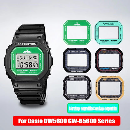 7-Color Tempered Glass Screen Protector for Casio G-Shock DW-5600, DW-5635 & GW-B5600 - Watch Face Protective Film