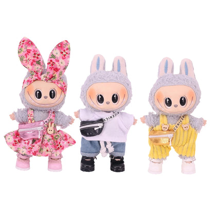 3.8cm Solid Color Lace-Up Canvas Shoes – PU Doll Shoes for 17cm Labubu Doll Clothes & Accessories Gift