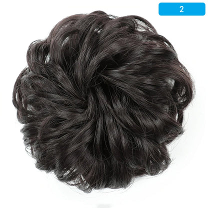 AZQUEEN Messy Bun Hair Extension – Synthetic Curly Wave Chignon Scrunchie, Elastic Band Updo Hairpiece for Women