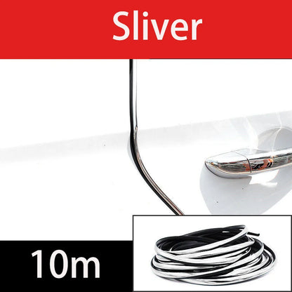 Chrome Car Door Edge Protector Strip - Rubber Soundproof Seal Trim for Noise Reduction, Scratch Protection & Auto Door Insulation