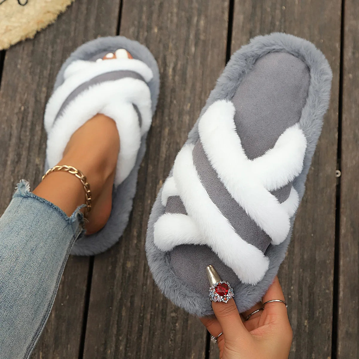 Women’s Cross Band Slippers — Lightweight EVA Open Toe Slides for Indoor & Outdoor Spring Autumn Wear
