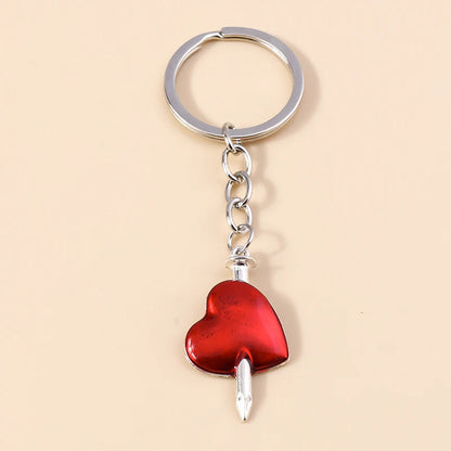 Retro Gothic Punk Heart Cross Keychain – Metal Flower Key Ring Pendant for Car Keys, Handbag Decor & Jewelry Gift