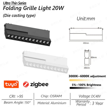 Ultra-Thin 6mm Magnetic Track Light – Dimmable LED Spot Lamp with Smart Tuya Zigbee Gateway