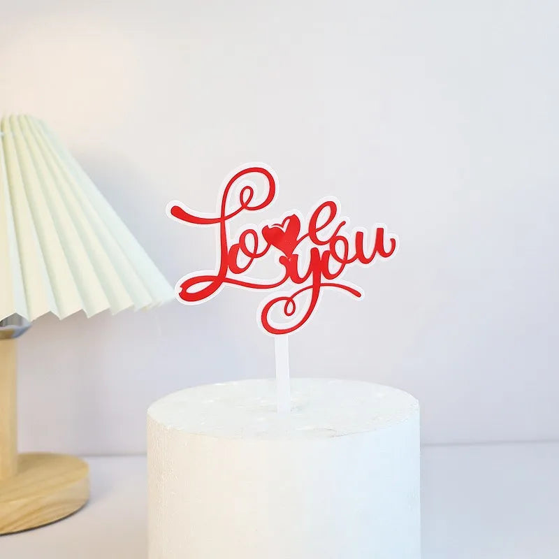 Big Red Love Cake Topper – Acrylic Wedding & Engagement Party Decoration, Valentine’s Day Love Cake Topper