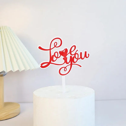 Big Red Love Cake Topper – Acrylic Wedding & Engagement Party Decoration, Valentine’s Day Love Cake Topper