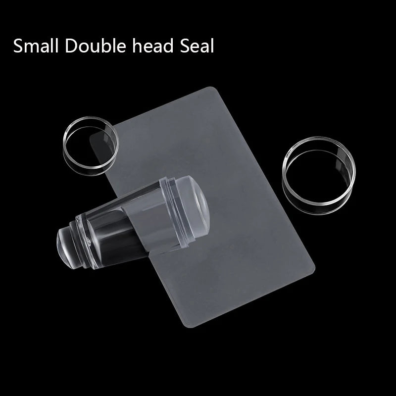 Clear Jelly Nail Stamper Set - Silicone Nail Art Stamp Tool with Scraper for Manicure Designs